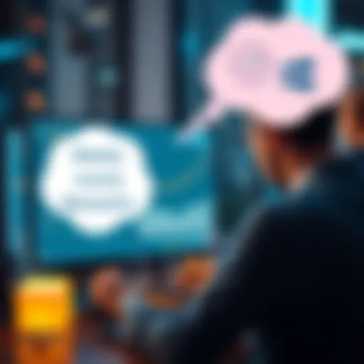 A person looking at a computer screen with financial data and a thought bubble showing weekly and monthly payments