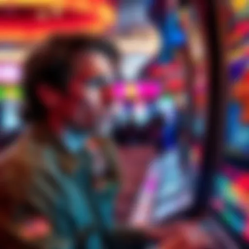 A player at the Seminole Hard Rock Casino looking disappointed while playing slot machines, with the casino environment visible in the background