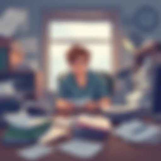 A person looking worried while sitting at a desk with papers scattered around, representing challenges faced in the past two weeks.