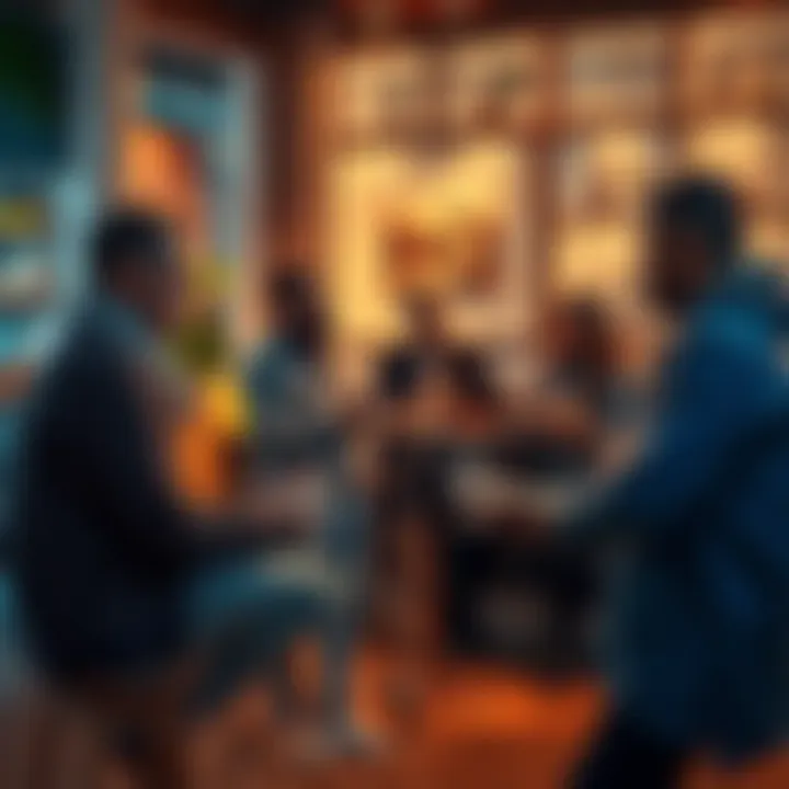 A group of people discussing and sharing their weekly achievements in a friendly setting