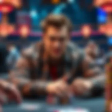 Shaun Deeb at the poker table Shaun Deeb displaying an arrogant expression while seated at a crowded poker table, causing tension among players.