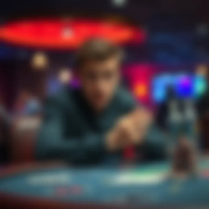 A person sitting at a gambling table looking distressed after a significant loss