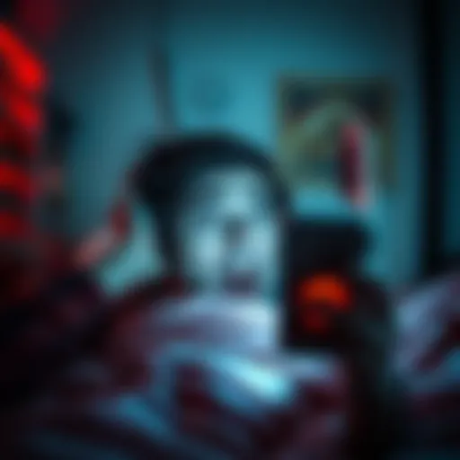 A surprised person waking up in bed with wide eyes, looking at their phone in disbelief