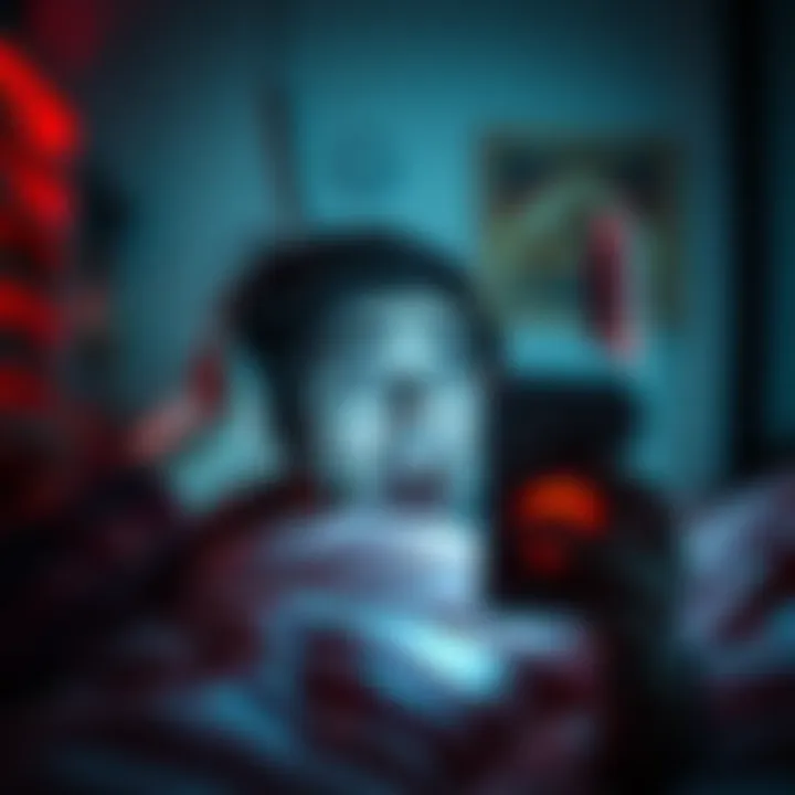 A surprised person waking up in bed with wide eyes, looking at their phone in disbelief