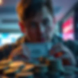 A person contemplating whether to sell or hold a $25 silver pack with coins in front of them.