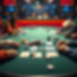 Simplified c-Bet Strategy for Poker A poker table with chips in simplified betting sizes, showing different player types making their moves based on board texture and hand strength.