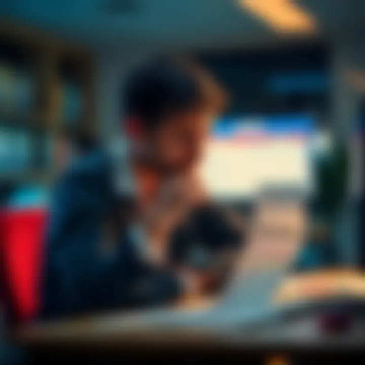 A person sitting at a desk, frustrated, looking at their betting slip with a negative outcome, reflecting on their switch from parlays to single bets.
