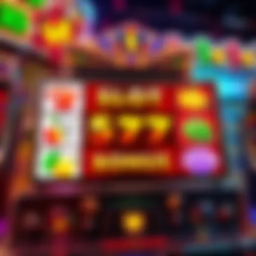 A colorful slot machine displaying various symbols and showing active bonus rounds, inviting players to make strategic choices about continuing or switching games.