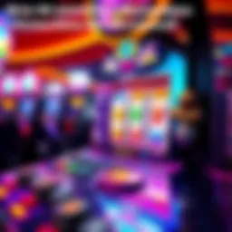 A vibrant slot machine with spinning reels and colorful symbols, reflecting excitement and anticipation during gameplay.