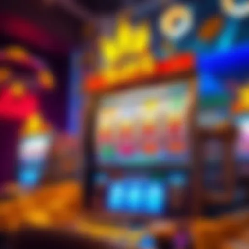 A colorful slot machine displaying special symbols and bonus rewards, showcasing monthly and weekly incentives for players.