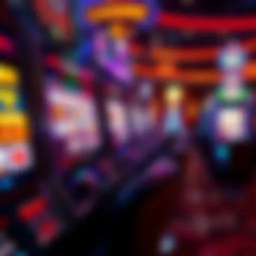 A close-up view of a colorful slot machine with lights and symbols, showcasing the chance to win in a casino setting.