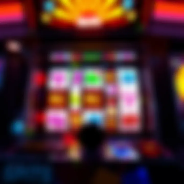 A vibrant slot machine displaying various icons and bright lights, reflecting the excitement of virtual casino games