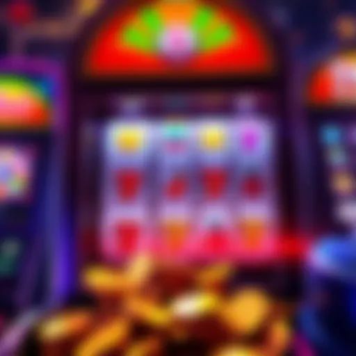 A colorful slot machine displaying various symbols and coins spilling out, representing a successful play.