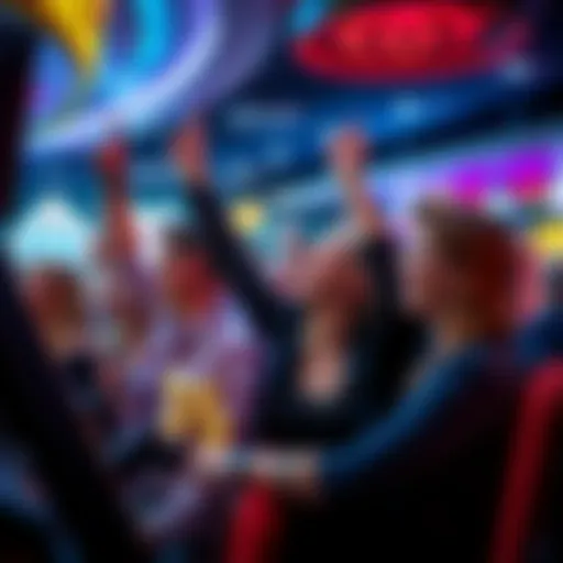 A group of happy people celebrating after a big slot machine win, showing joy and excitement in a casino setting