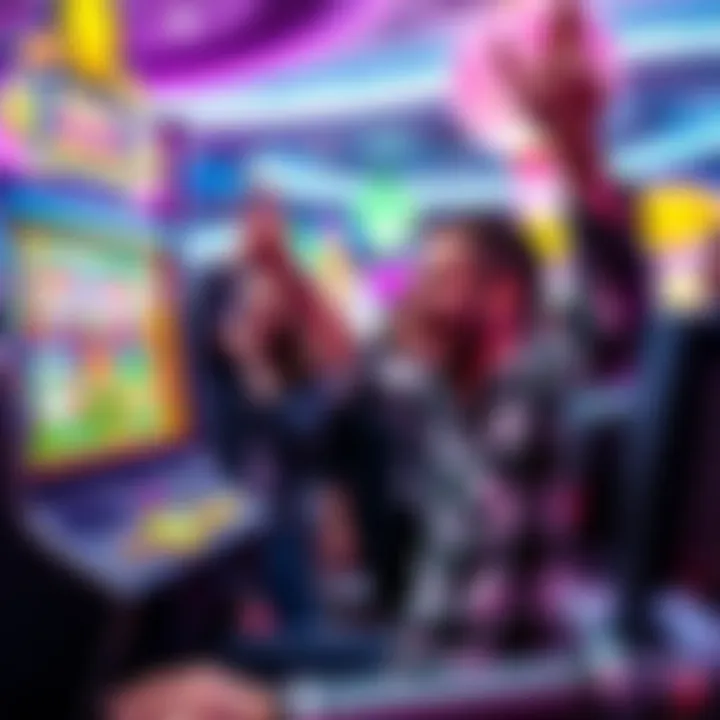 A Slot YouTuber celebrating a big win while playing a slot game on camera