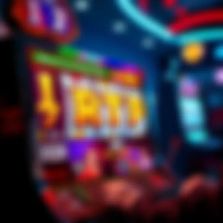 A vibrant slot machine showing high Return to Player percentage while a player makes a strategic bet.