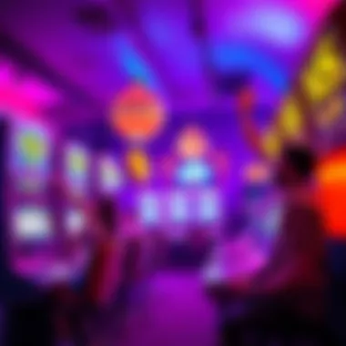 Slots with big wins Colorful slot machines displaying big winnings and excited players celebrating their jackpots