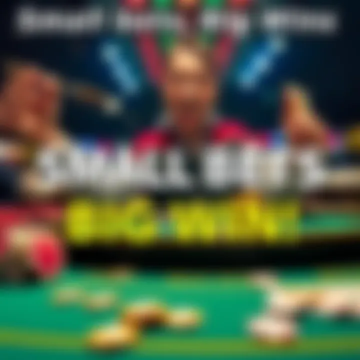 Small Bets, Big Wins A person celebrating a big win at a gaming table after making a small bet, with chips and cards in view.