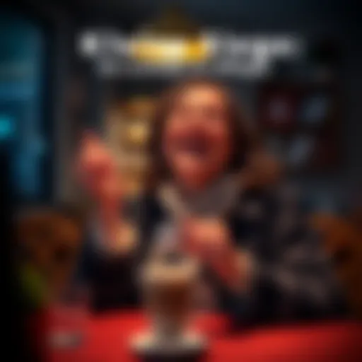 Joyful moment of small victories A person celebrating a small achievement with a smile while holding a cup of coffee in a cozy setting