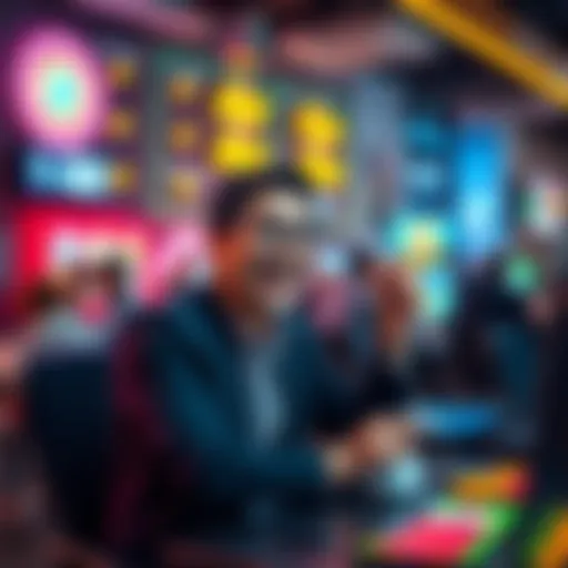 Small winnings during a break A joyful person celebrating small winnings while playing a game at work