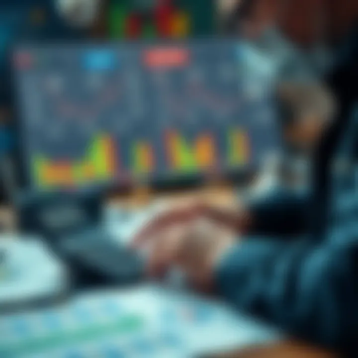 A person analyzing betting strategies with a calculator and charts in front of them, focusing on smart investments for high stakes.
