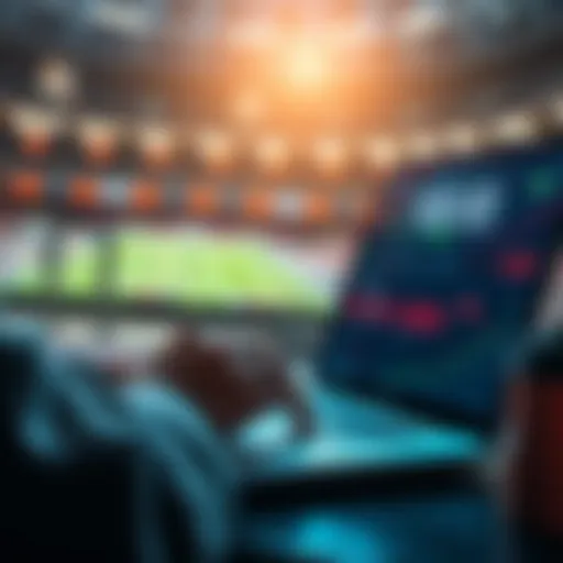 A person analyzing betting odds on a laptop with focus on a sports event.
