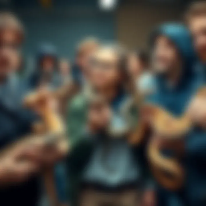 A group of people holding different types of snakes, showcasing their fascination for these reptiles