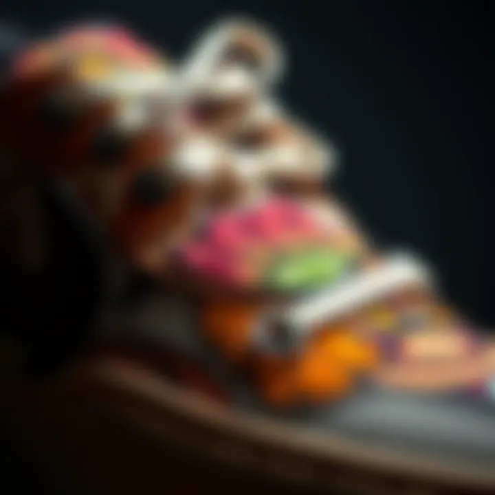 Sneaker with Natural Design A close-up of a sneaker featuring a natural design element, contrasting with less common designs like pandas, dragons, and ties.