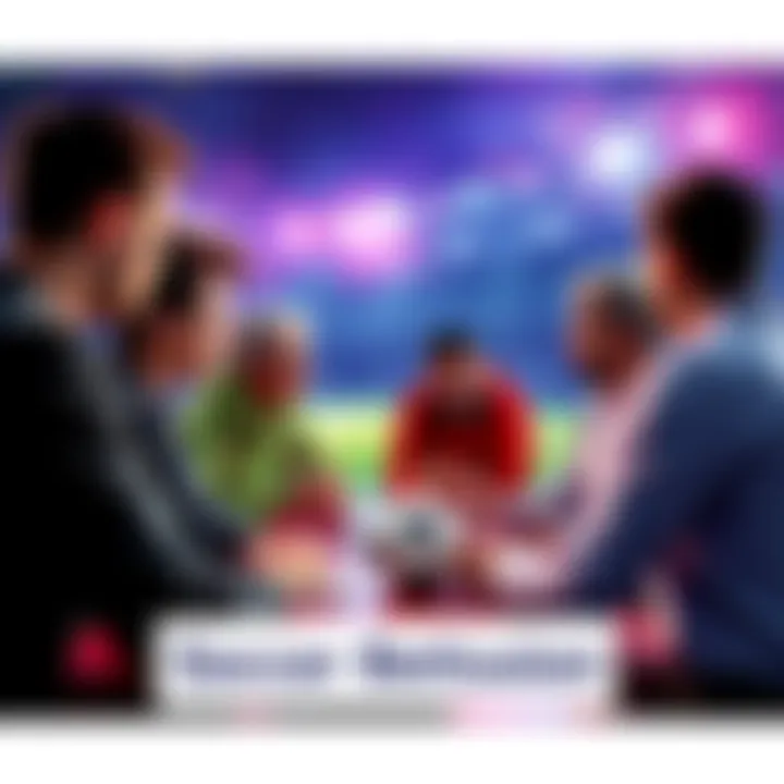 A group of people discussing soccer betting strategies with charts and tips for the World Cup 2026