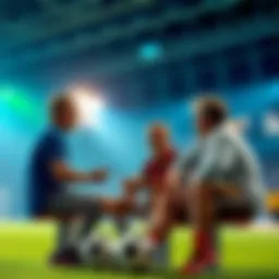 Soccer fans discussing betting tips A group of soccer fans sharing their betting strategies and predictions for the World Cup match
