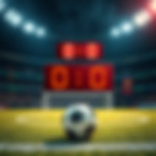 A soccer scoreboard showing a 0-0 score, indicating a draw in the match.
