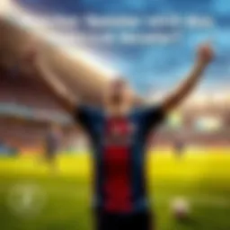 Player Celebrating a Goal A soccer player celebrating after scoring a goal with arms raised in excitement