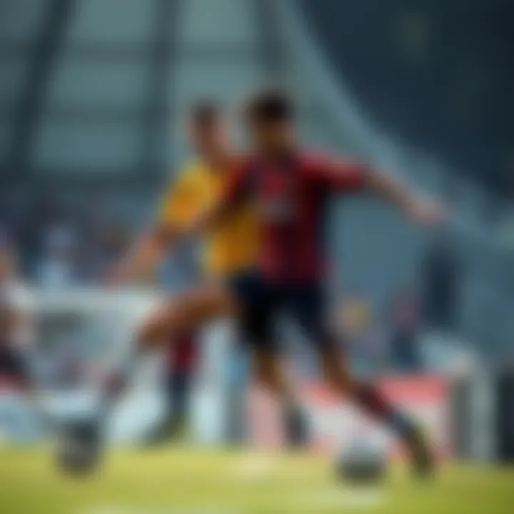 Two soccer players competing for the ball during a match, showcasing current trends and team dynamics.