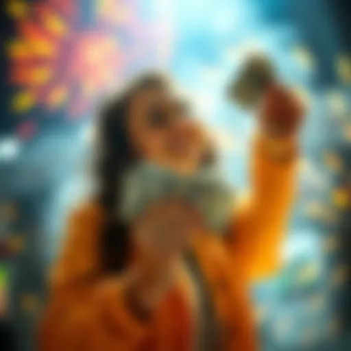A person happily holding cash and celebrating their win from a Twitter contest and FreeCash.