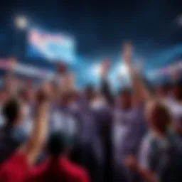 Fans cheering and celebrating with Sox team after a victory, showcasing excitement and joy