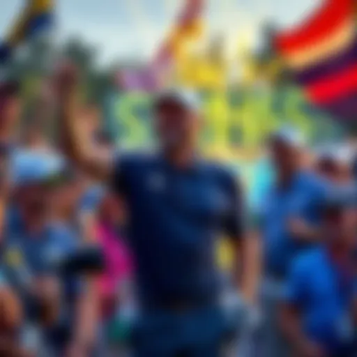 Golfer Spaun is seen celebrating his win at the Travelers Championship, surrounded by fans and fellow players.