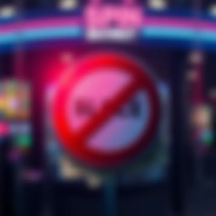 A warning sign about SpinPals payout problems, showing a blocked access symbol and money being held back.