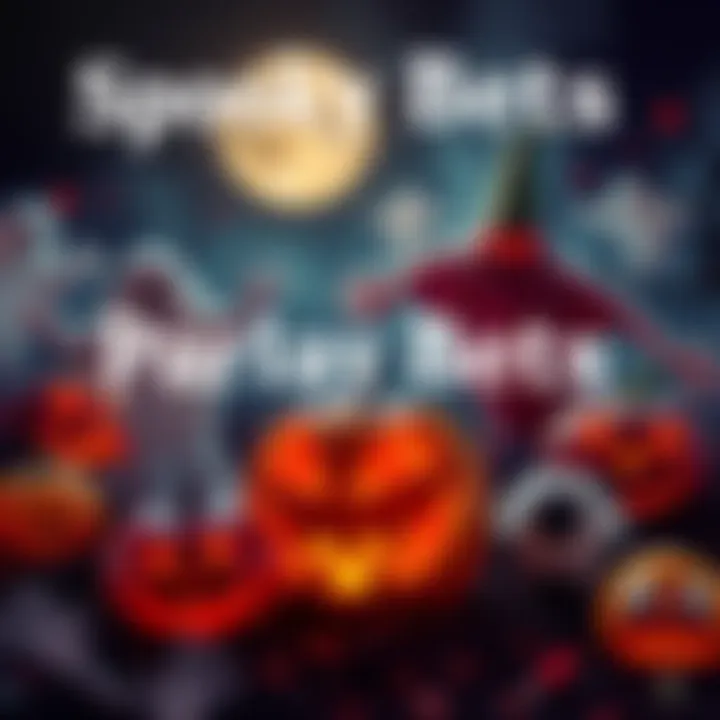 A Halloween-themed graphic showing spooky elements like pumpkins and ghosts with sports betting symbols