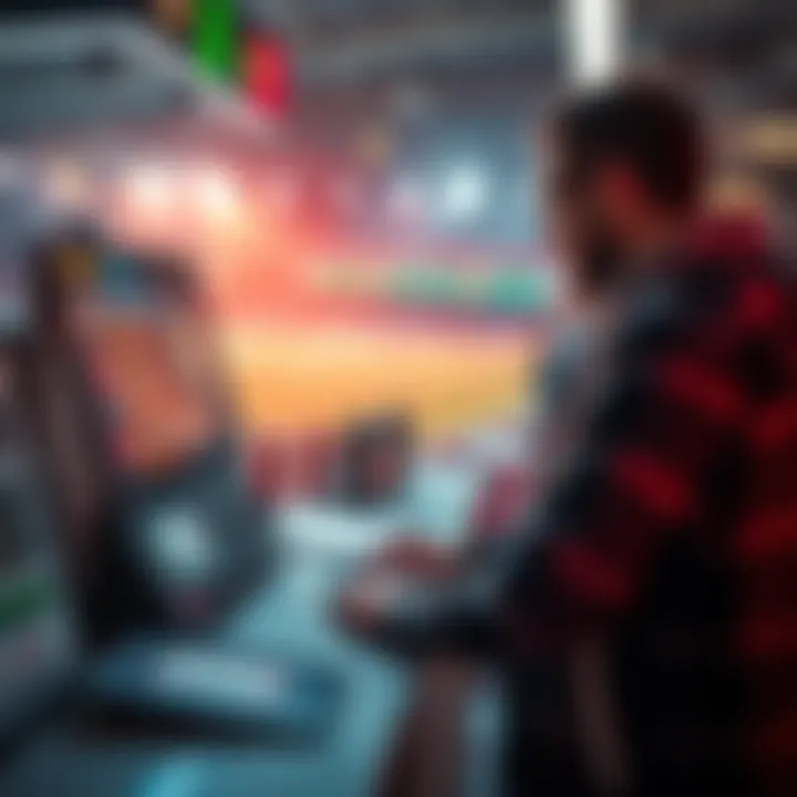 Sport Betting in Portugal 2025 A person placing a sports bet at a kiosk in Portugal, with odds displayed and a soccer game in the background.