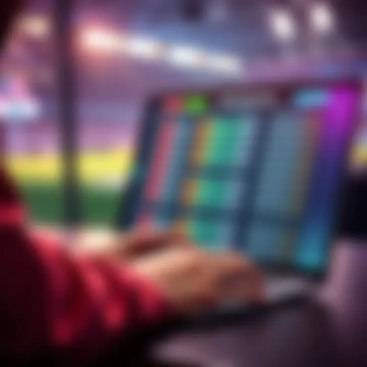 A person analyzing sports betting options on a laptop with betting odds displayed