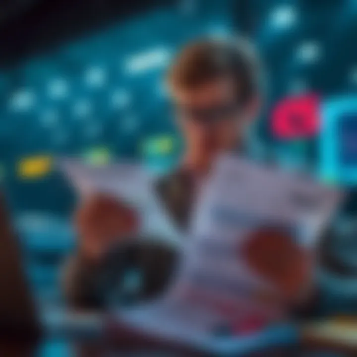 A person looking at betting slips and tax documents, considering the risks of unreported winnings.