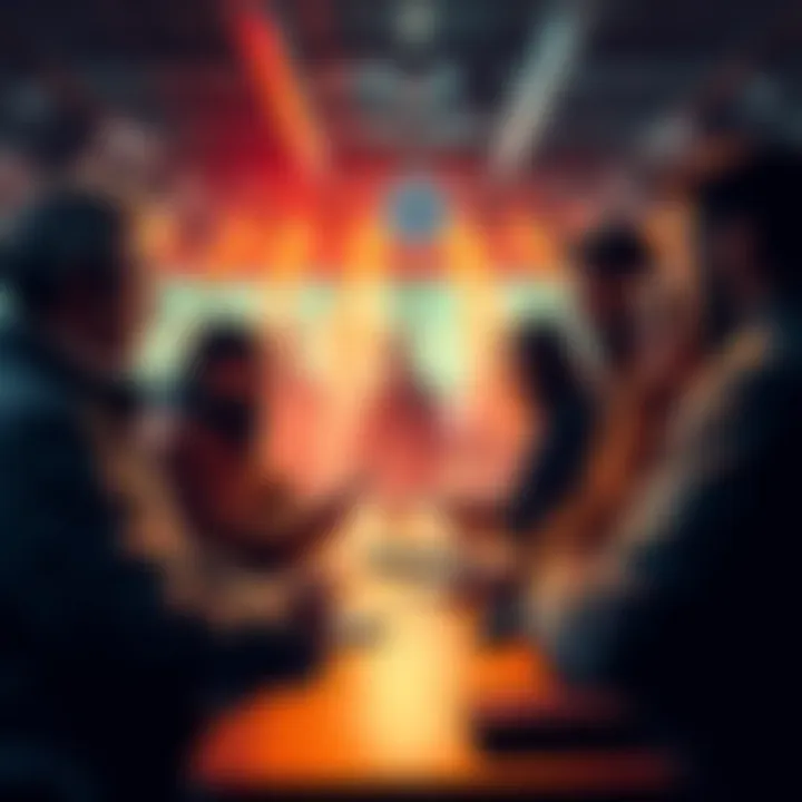 Group of people exchanging betting tips and strategies for sports events