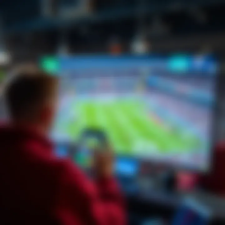Sports Betting with Live Streaming Person watching a live sports game on a screen while placing bets on a mobile device.