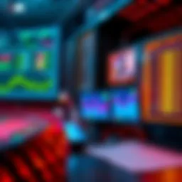 A visual representation of the growing sports betting market featuring charts, betting slips, and digital devices used by bettors.