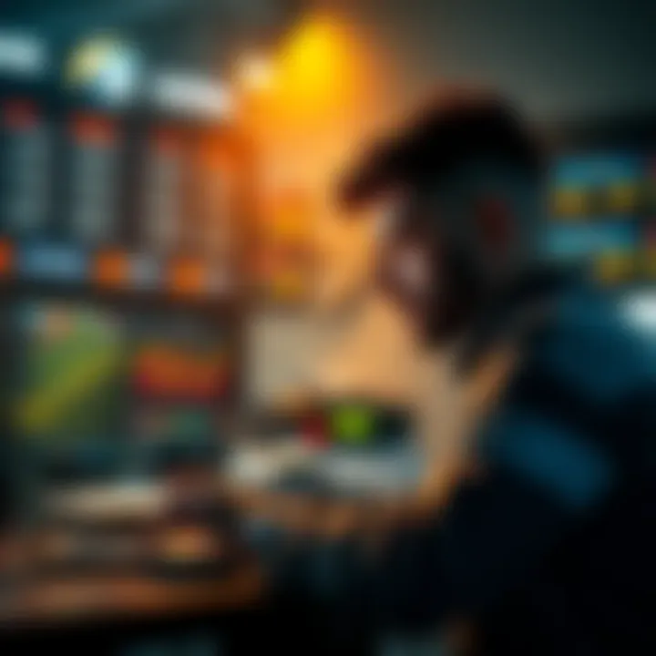 A person looking at sports betting options on a laptop with charts and odds displayed