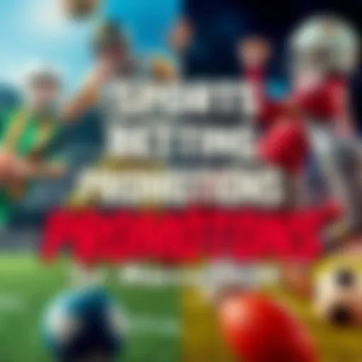 An eye-catching graphic showcasing various sports betting bonuses and offers from major companies like Caesars, DraftKings, and FanDuel, with a background of sports imagery.