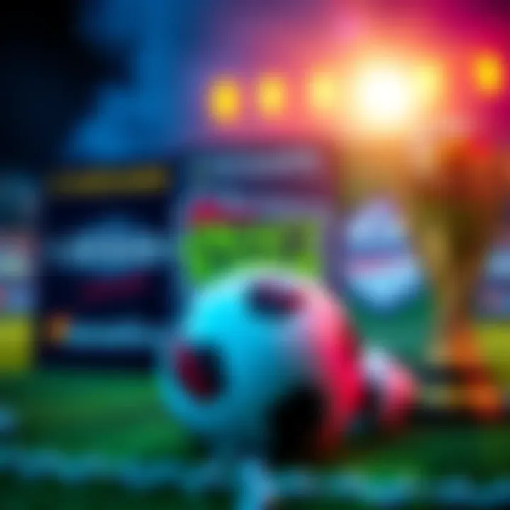 Sports Betting Promotions for World Cup 2026 A vibrant display of sports betting promotions with logos of Caesars, DraftKings, and Fanatics, alongside a soccer ball and a trophy, representing the excitement of the World Cup 2026.