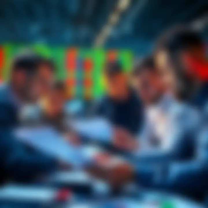 Sports Betting Strategies A group of successful sports bettors analyzing statistics and charts, focusing on their betting strategies.