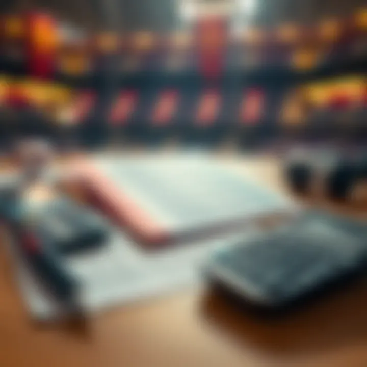 An overview of sports betting strategies with betting slips and a calculator on a table.