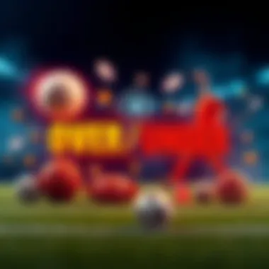 Sports Betting Strategy A graphic showing the concept of OVER / UNDER betting with sports icons and odds symbols